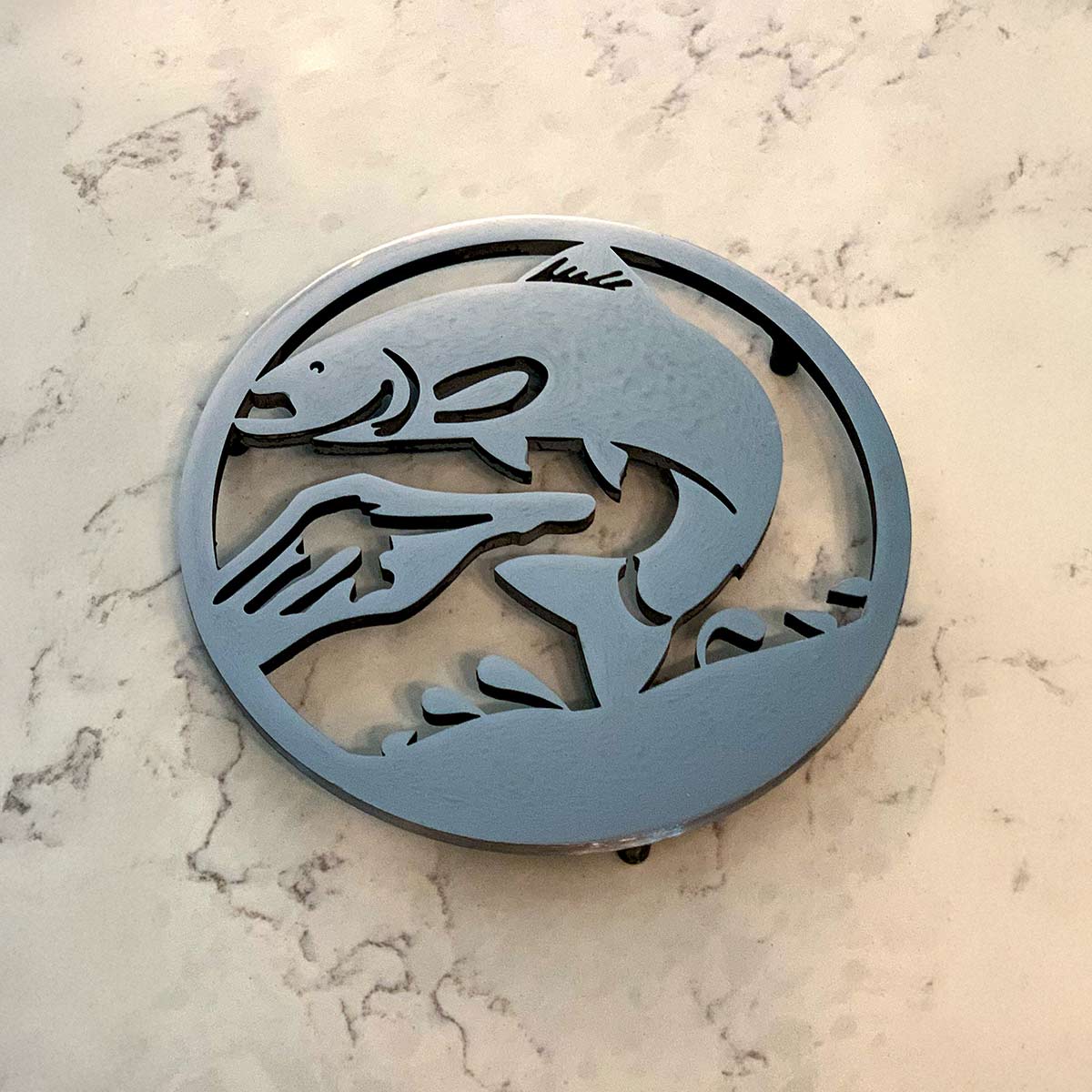 Salmon Metal Trivet Rustic Fishing Cabin