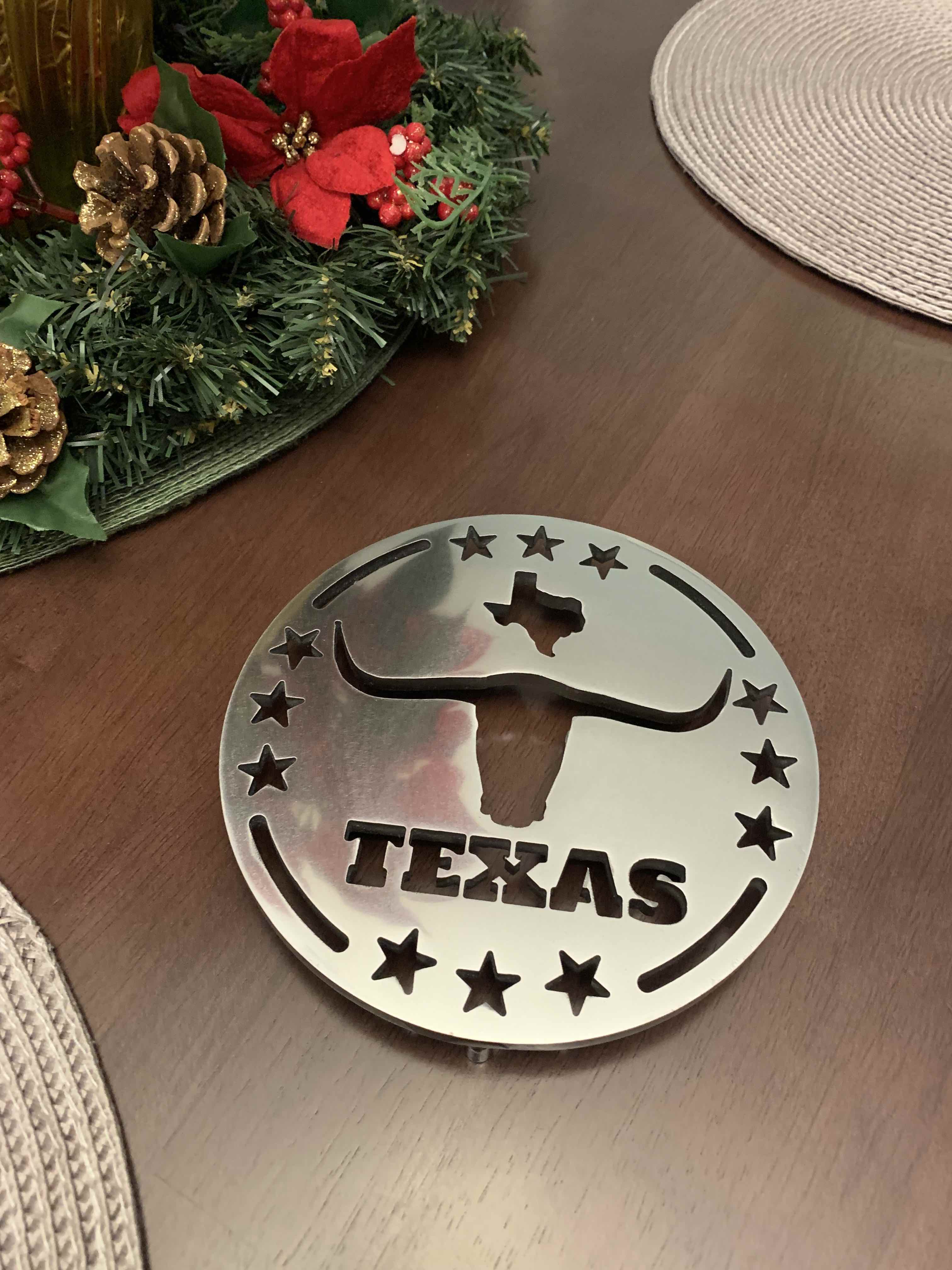 Texas Longhorn Metal Trivet Rustic