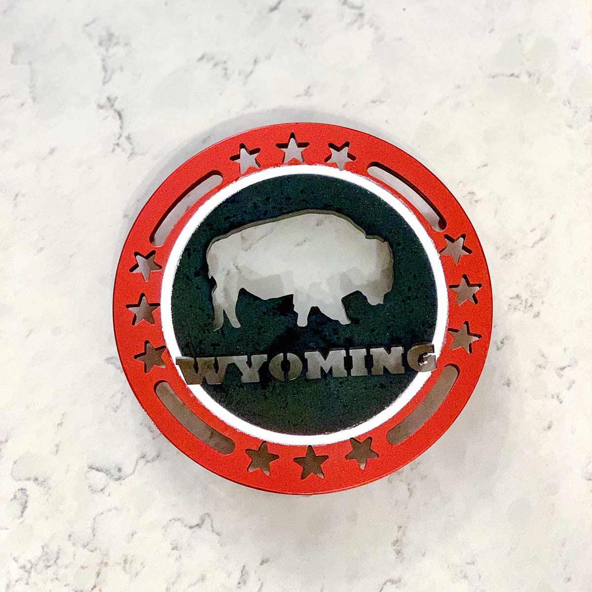 Wyoming Bison Trivet Red White Blue
